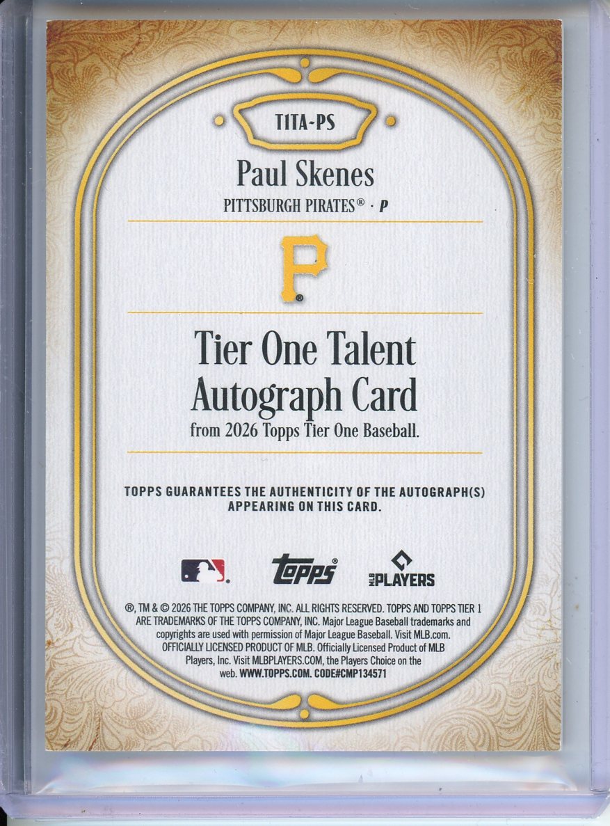 2025 Topps Tier One Paul Skenes Autograph 18/20 T1TA-PS