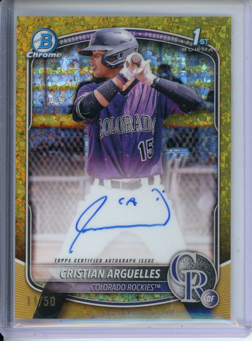 2025 Bowman Crisitian Arguelles Gold Foil Autograph 11/50 #CPA-CAR