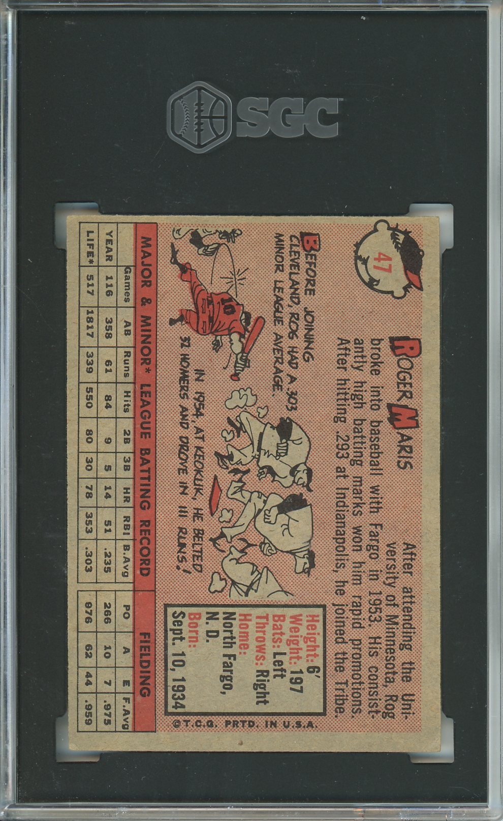 1958 Topps #47 Roger Maris SGC 5