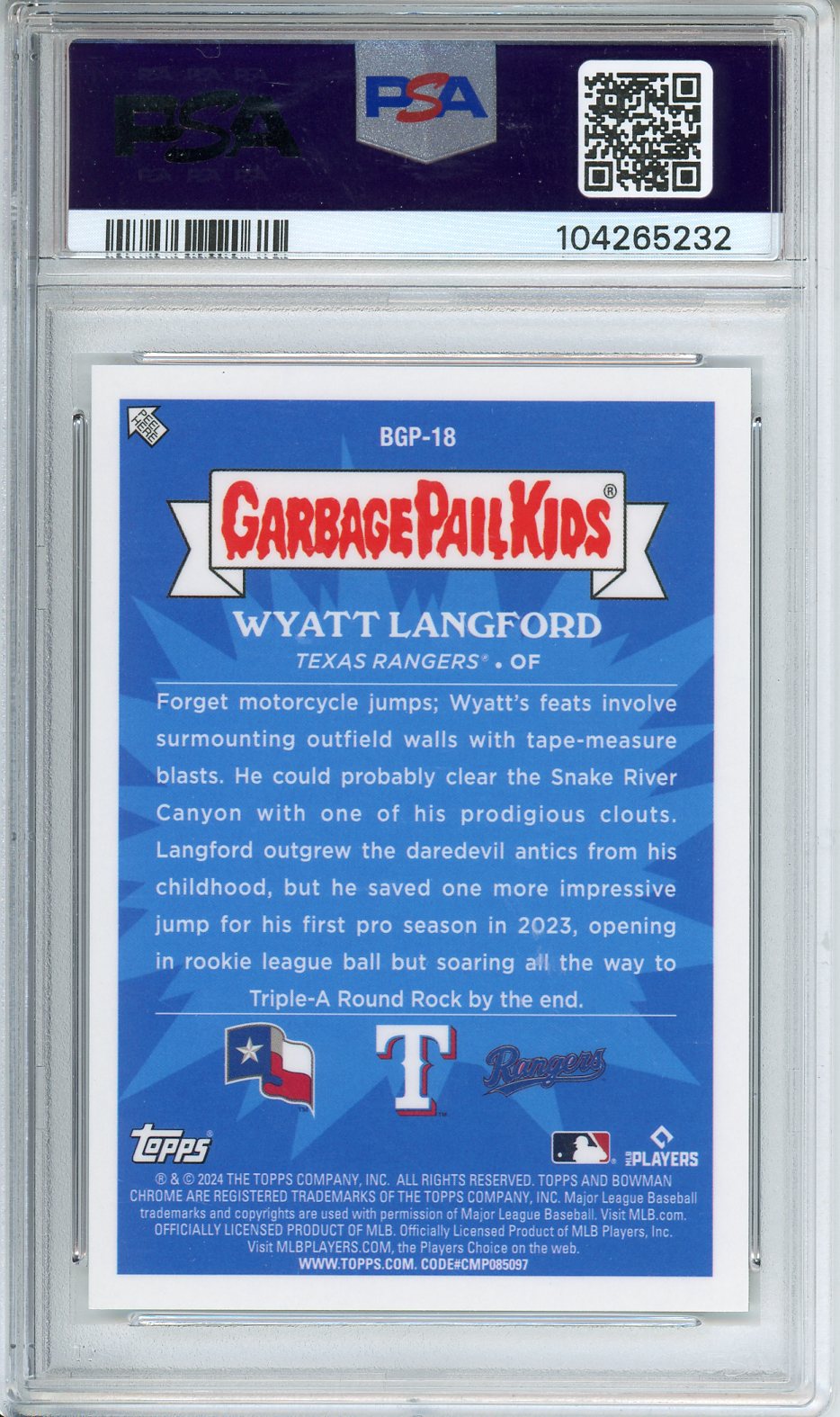 2024 Bowman Chrome M/B Daredevil Wyatt GPK #18 PSA 10
