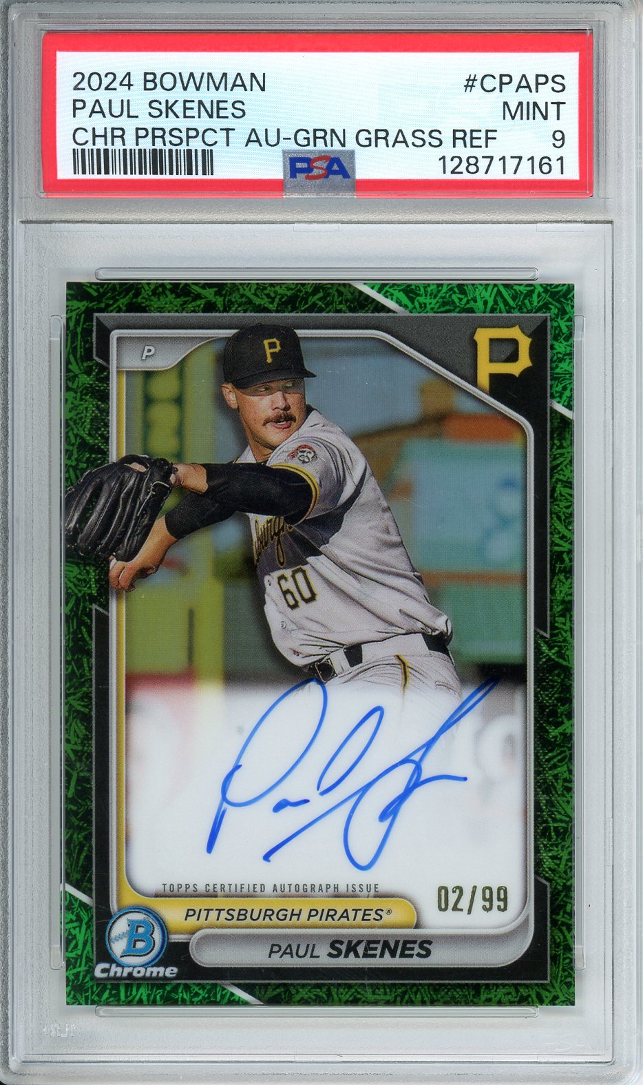 2024 Bowman Paul Skenes CHR PRSPCT AU-GRN GRASS REF #CPAPS PSA 9