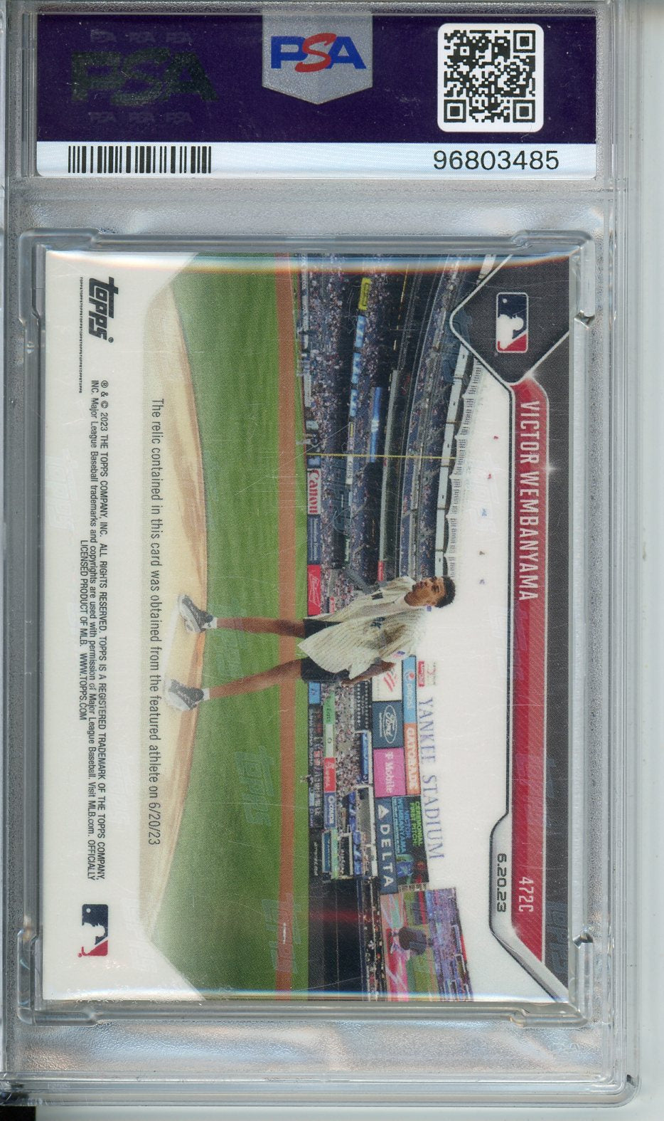 2023 Topps Now Victor Wembanyama Event - Worn JSY RLC - Green #472C PSA 9