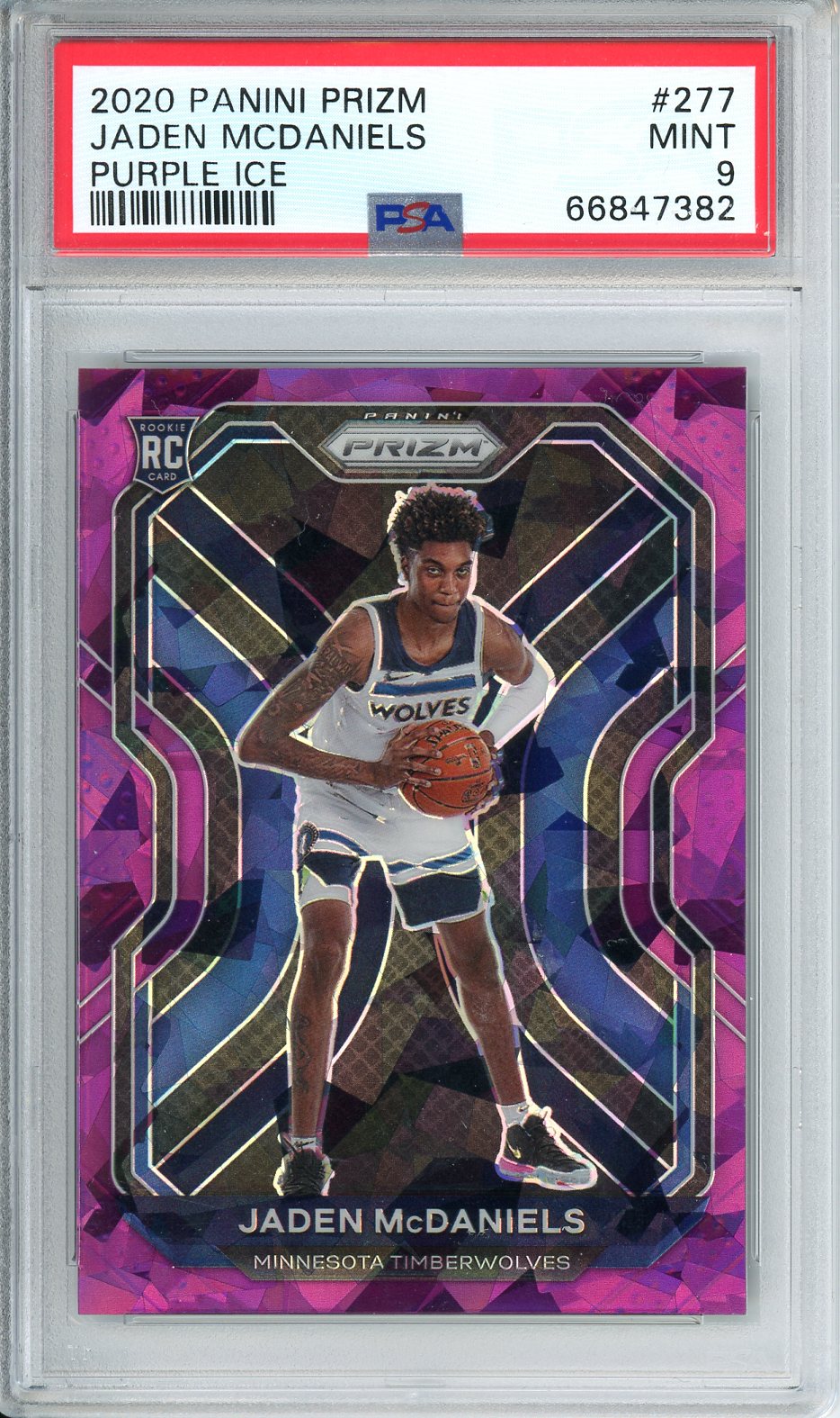 2020 Panini Prizm Jaden McDaniels Purple Ice #277 PSA 9