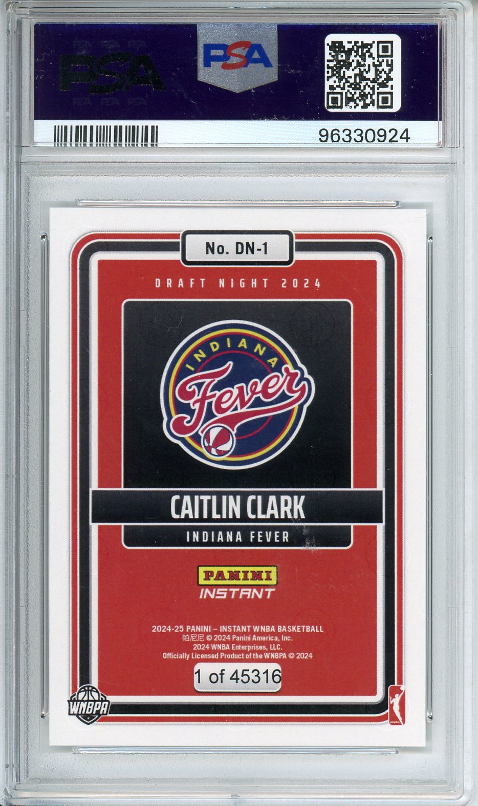 2024 Panini Instant WNBA Caitlin Clark Draft Night #DN1 PSA 10