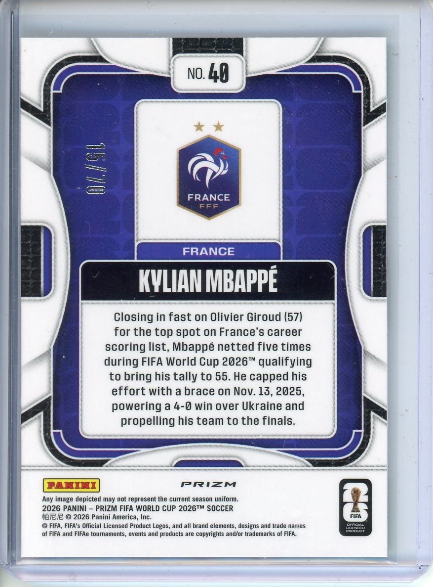 2026 Panini Kylian Mbappe 15/70 #40