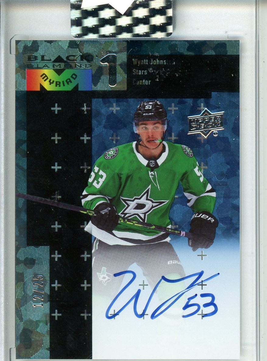 2023-24 Upper Deck Clear Cut Wyatt Johnston Black Diamond Myriad Auto /25
