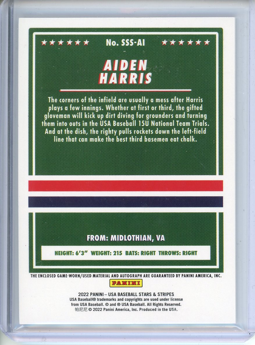 2022 Panini Aiden Harris Autograph #SSS-AI 061/349