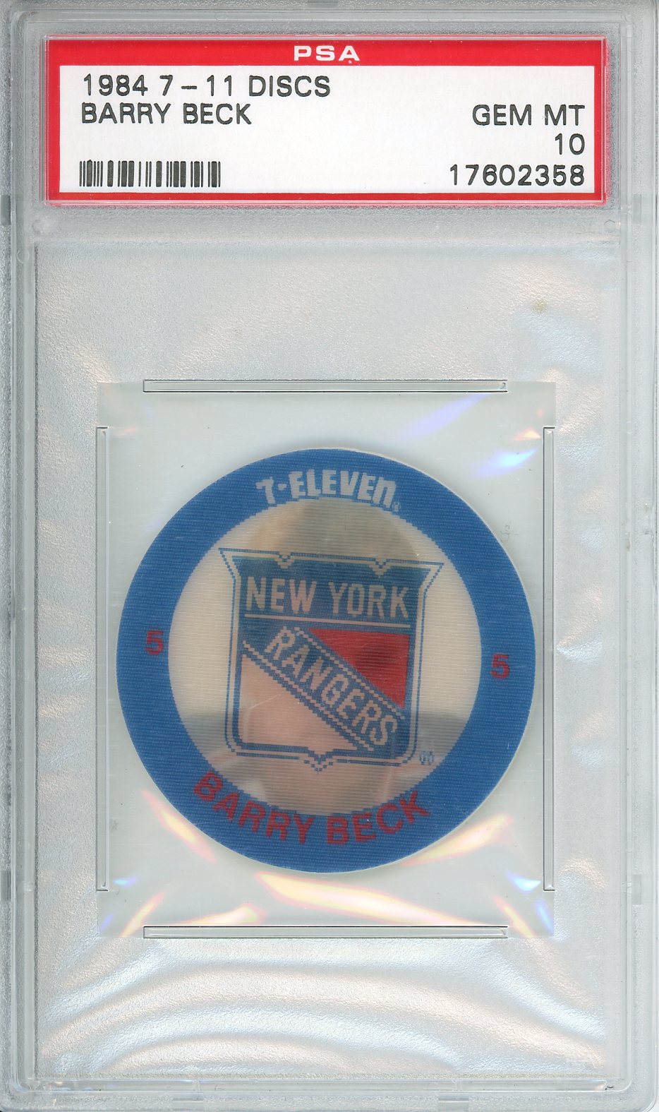 1984 7-11 Discs Barry Beck PSA 10