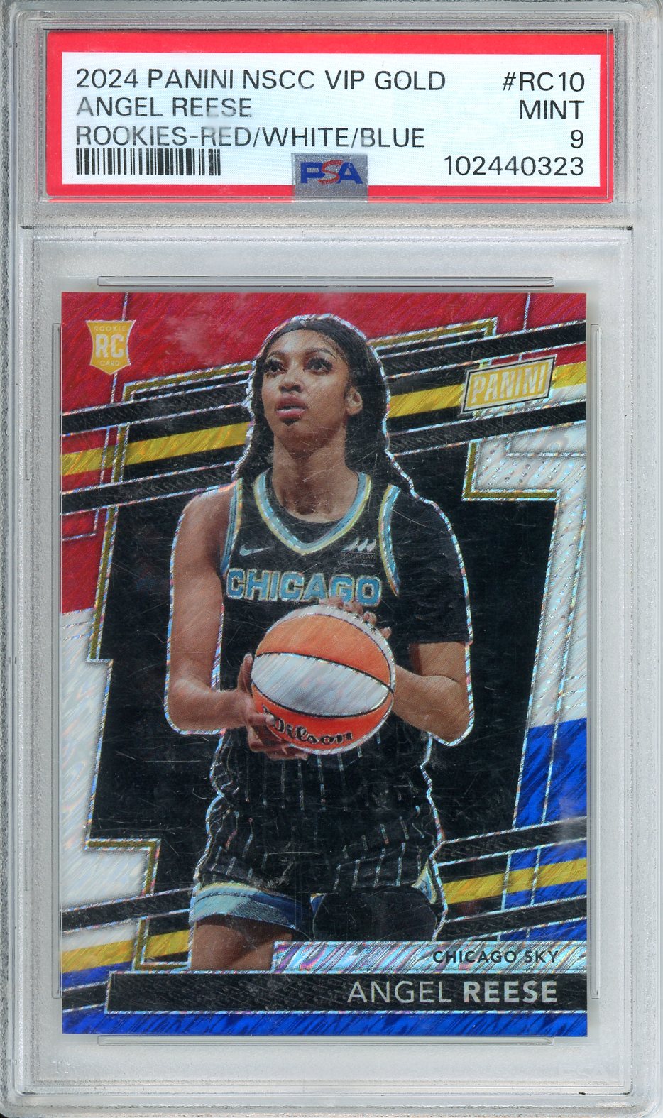 2024 Panini NSCC VIP Gold Angel Reese Rookies-Red-White-Blue #RC10 PSA 9