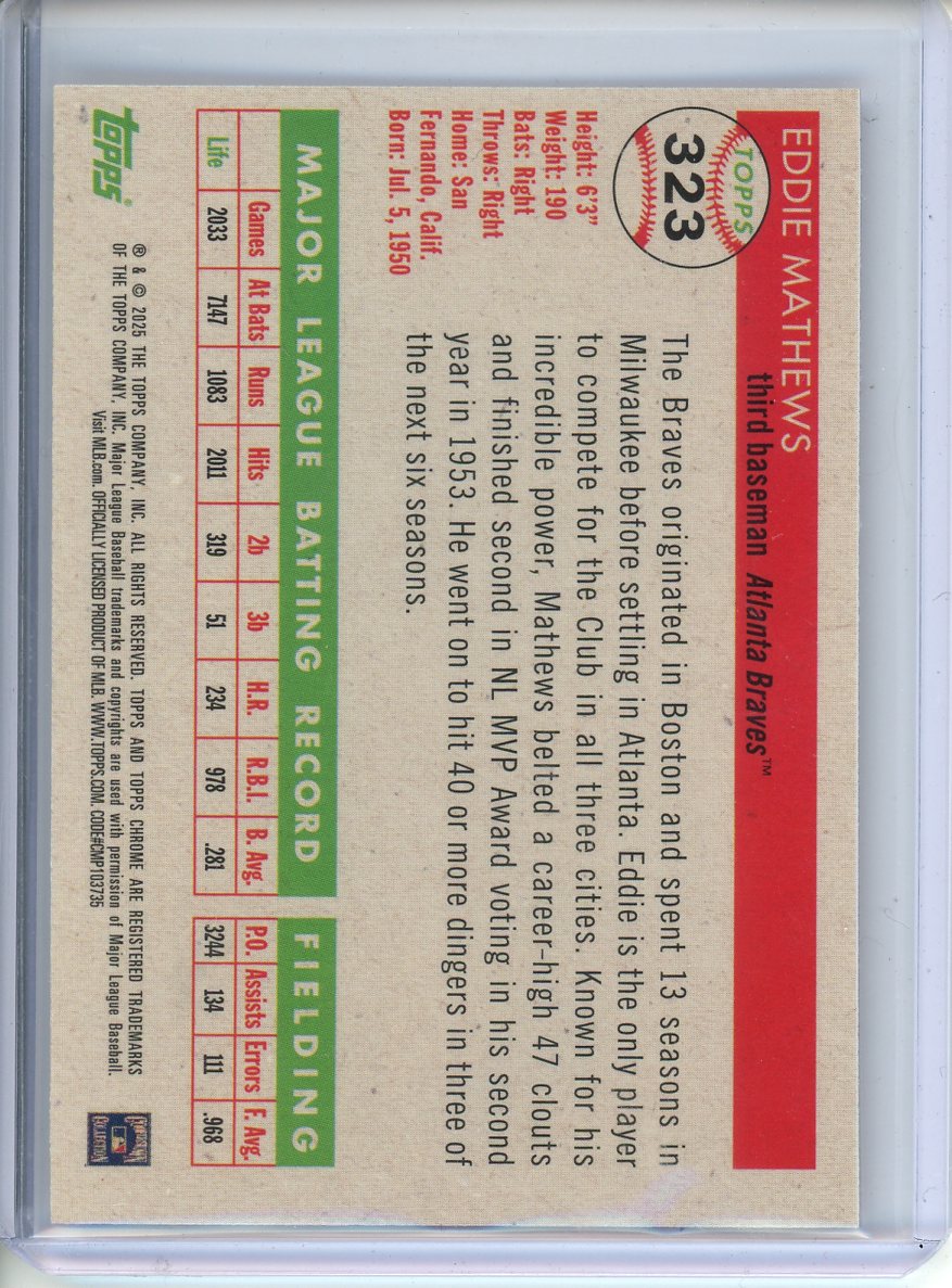 2025 Topps Platinum Eddie Mathews 64/75 REF #323
