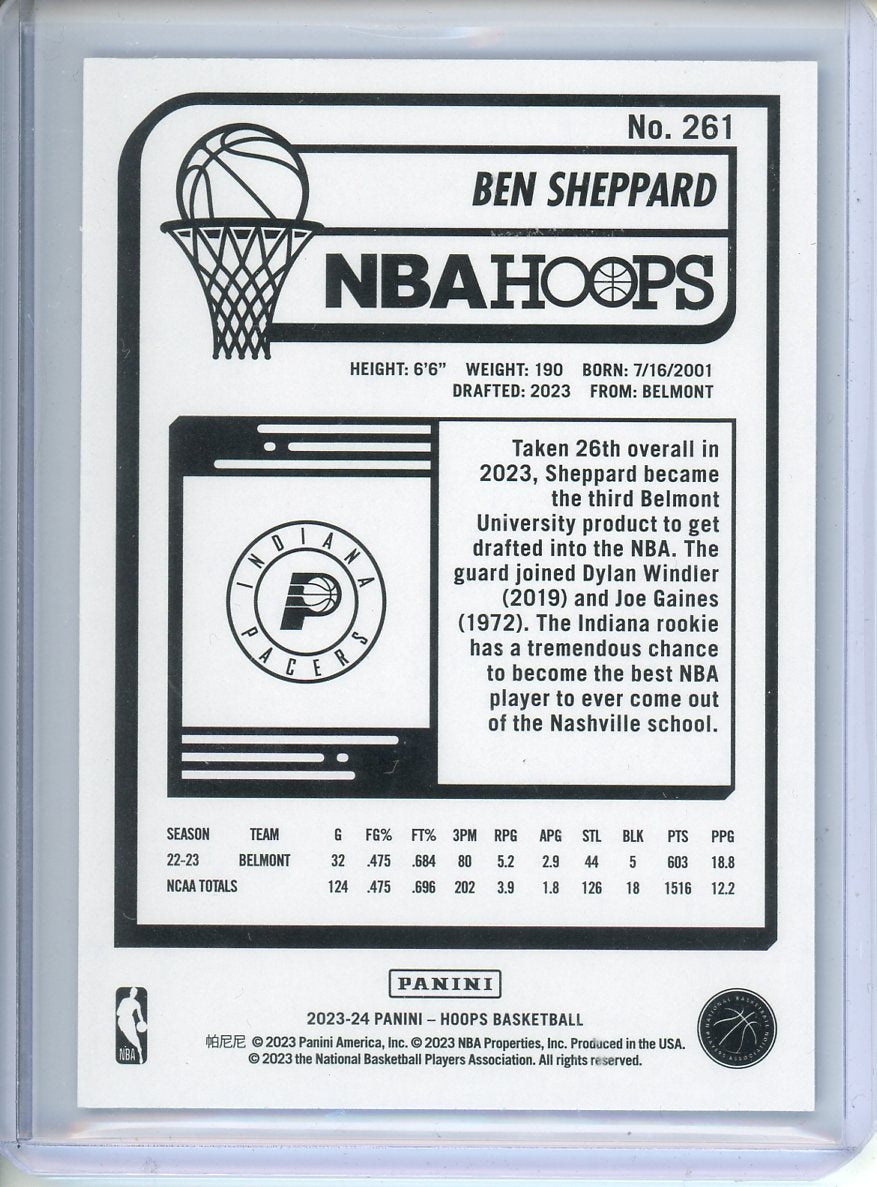 2023 Panini Hoops Ben Sheppard Rookie Blue No. 261