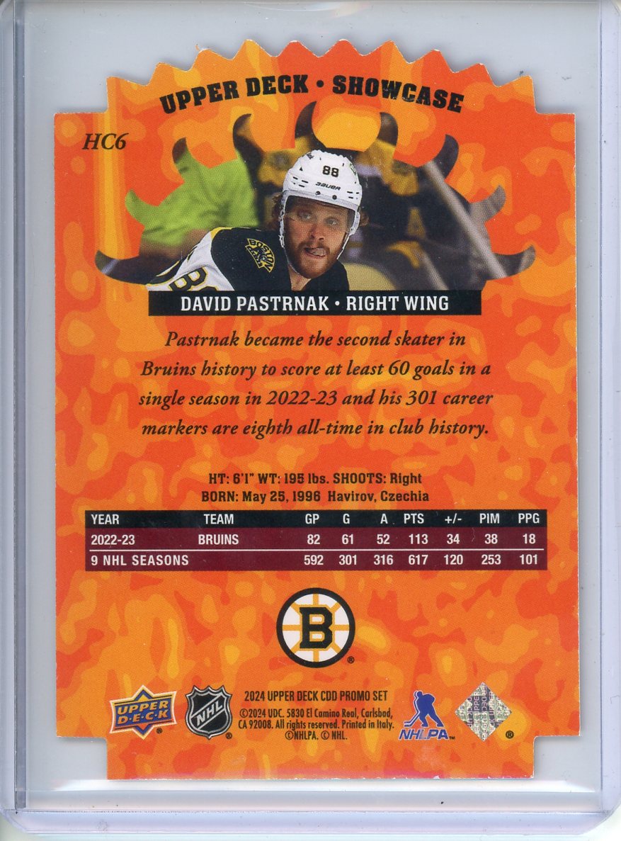 2024 Upper Deck Showcase Promo David Pastrnak Hot Commodities Di-Cut