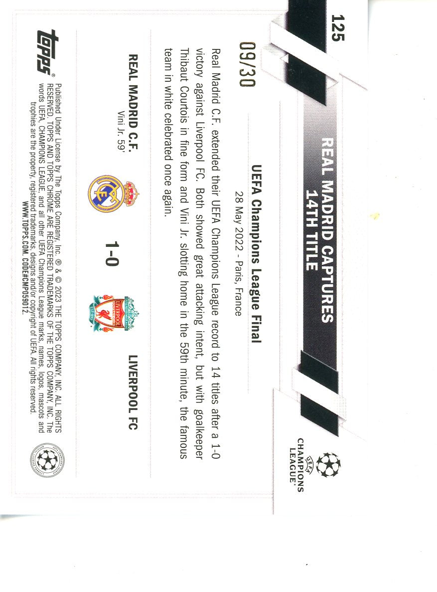 2023/24 Topps Champions League Real Madrid Captures 14th Title /30