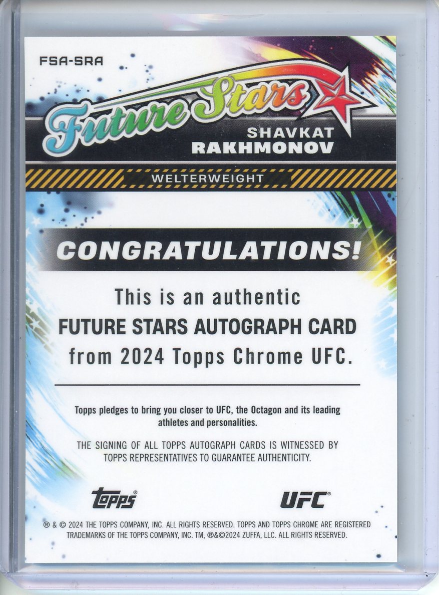 2024 Topps Chrome UFC Shavkat Rakhmonov Future Stars Auto