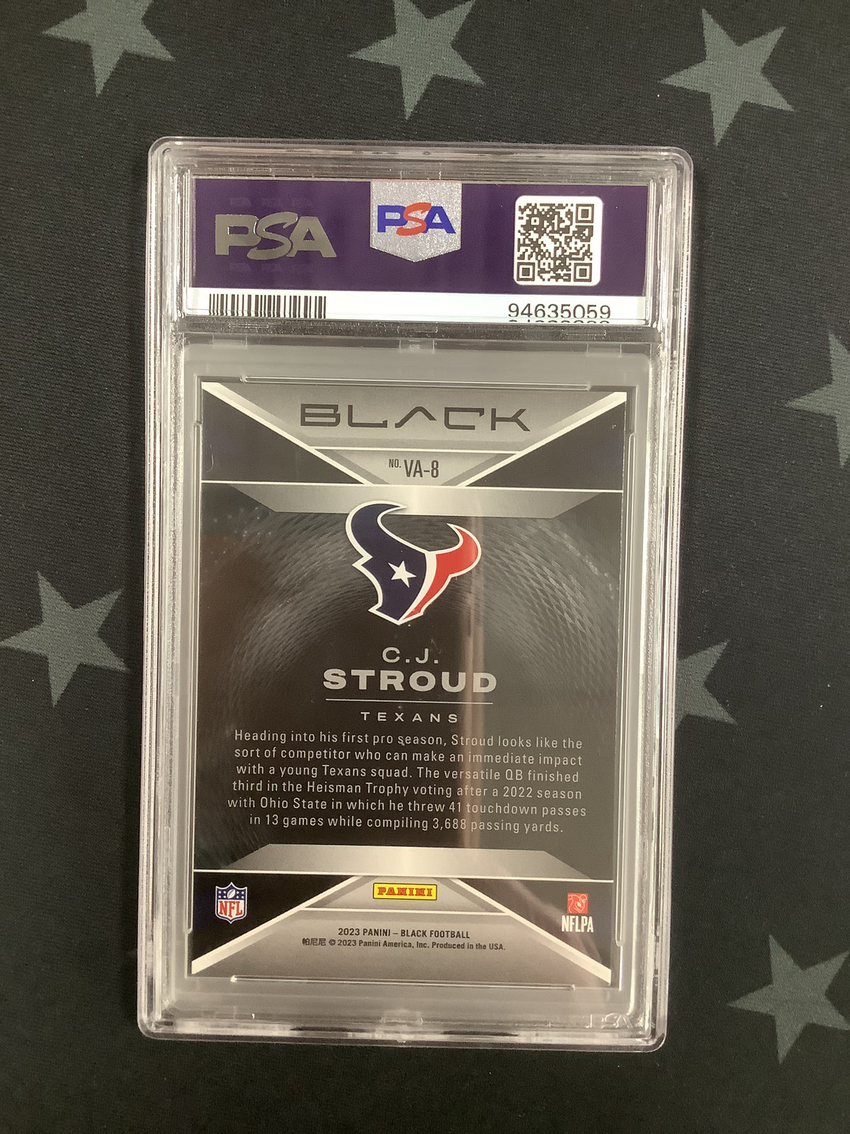 2023 PANINI BLACK CJ STROUD VANTA SSP #VA8 ROOKIE PSA 9