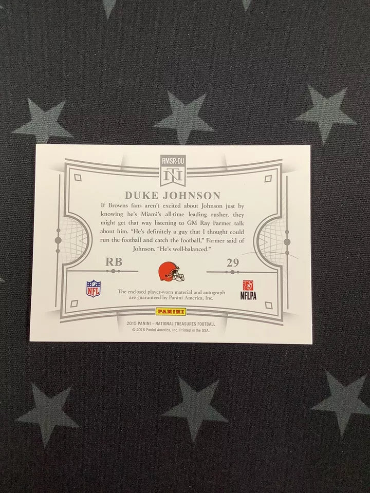 2015 DUKE JOHNSON NATIONAL TREASURES RPA #70/99 CLEVELAND BROWNS RMSR-DU