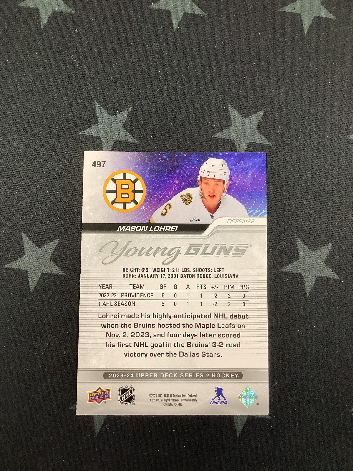 2023/24 UPPER DECK SERIES 2 HOCKEY YOUNG GUNS MASON LOHREI #497