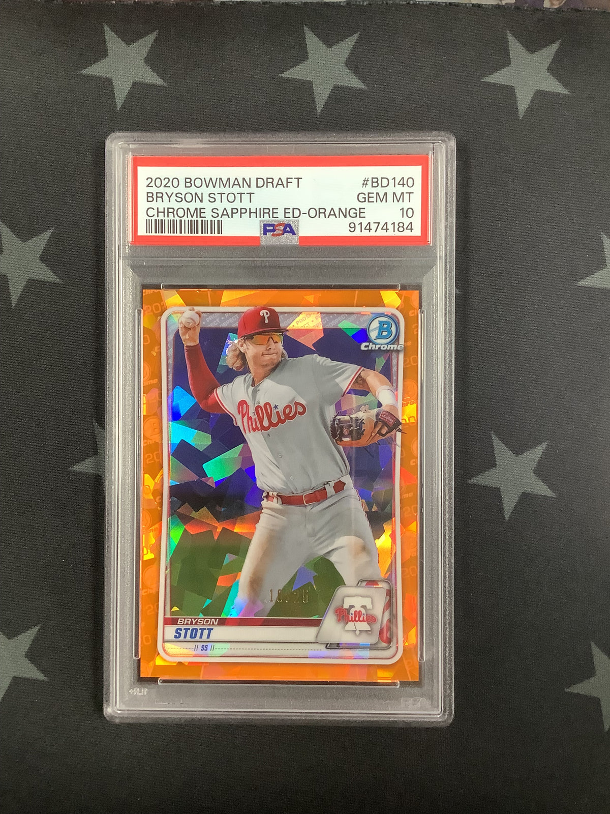 2020 BOWMAN DRAFT BRYSON STOTT #BD140 CHROME SAPPHIRE ED-ORANGE #10/25 PSA 10