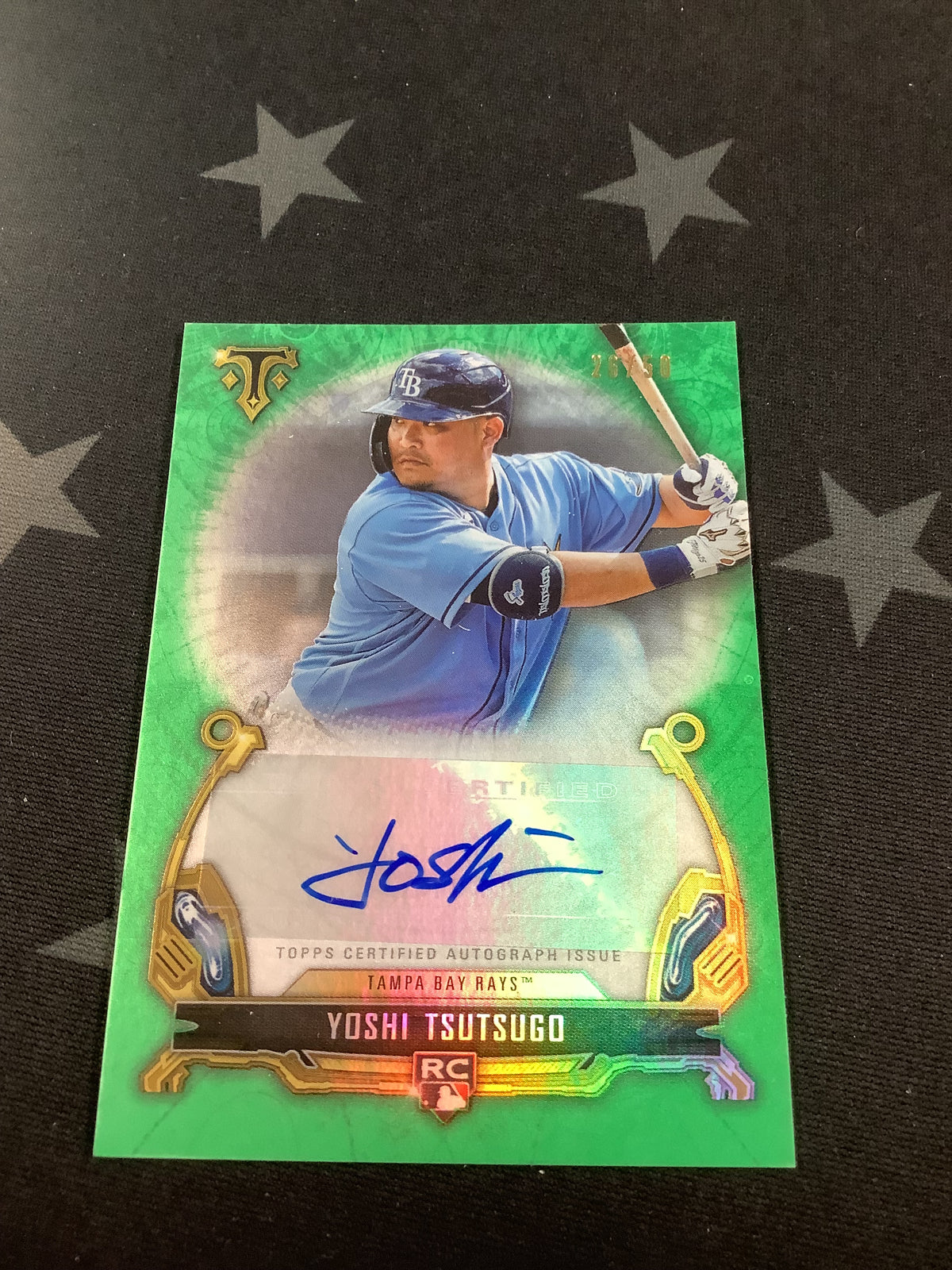 2020 TOPPS TRIPLE THREADS EMERALD YOSHI TSUTSUGO AUTOGRAPH 26/50