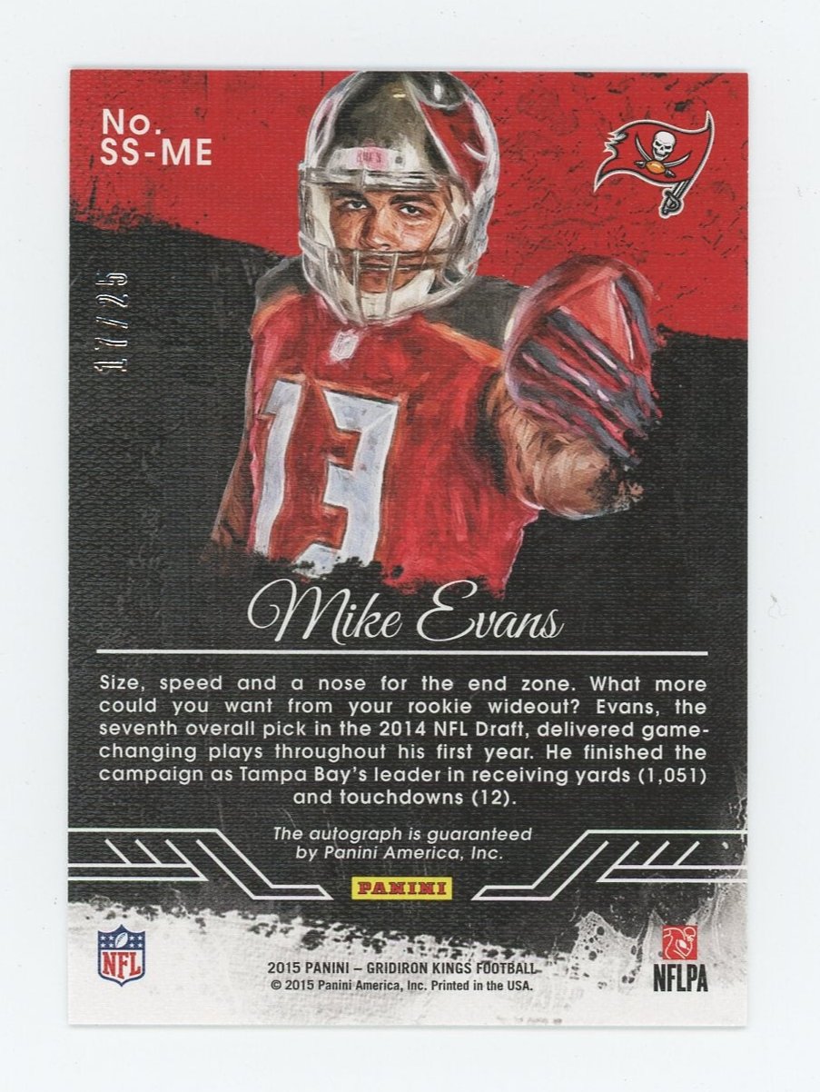 2015 MIKE EVANS PANINI GRIDIRON KINGS FOOTBALL STUDIO SIGNATURES AUTO #17/25