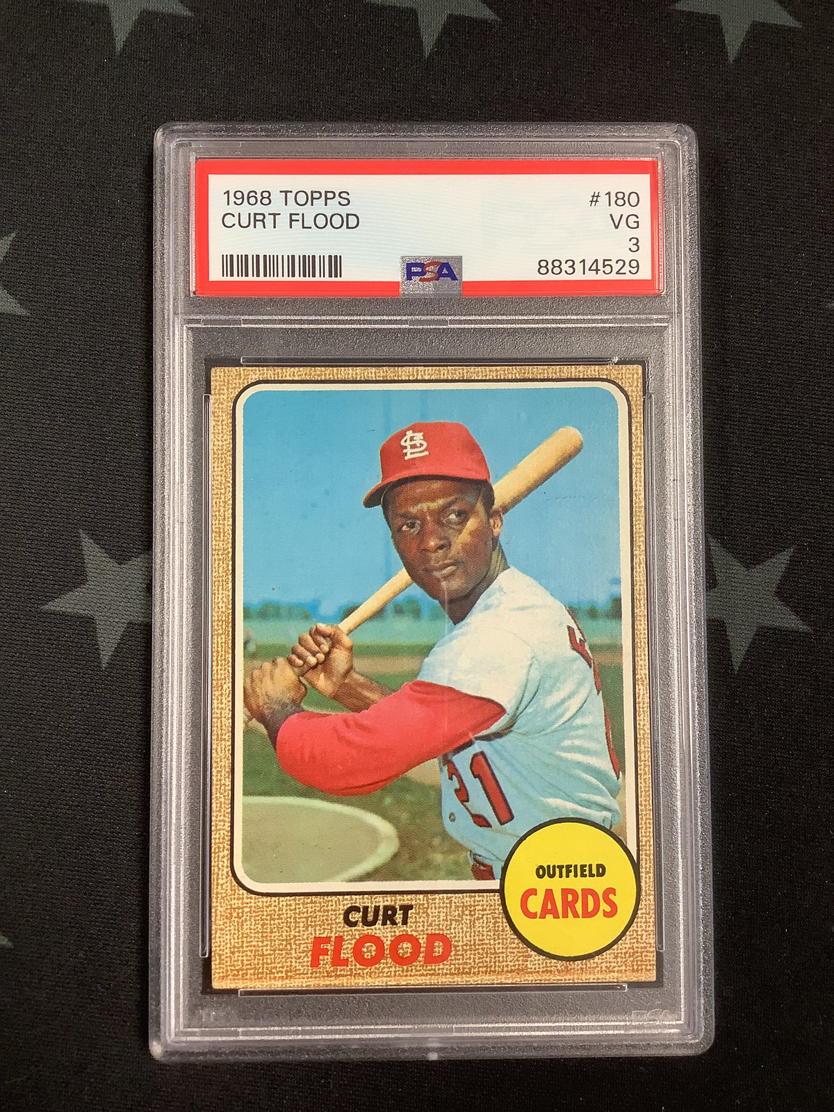 1968 TOPPS BASEBALL CURT FLOOD #180 PSA VG 3