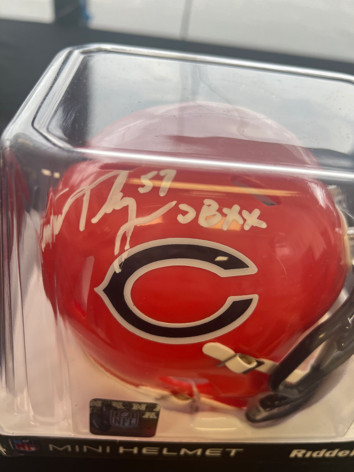Tom Thayer "SB XX" Signed Riddell Orange Mini Helmet - JSA Certified