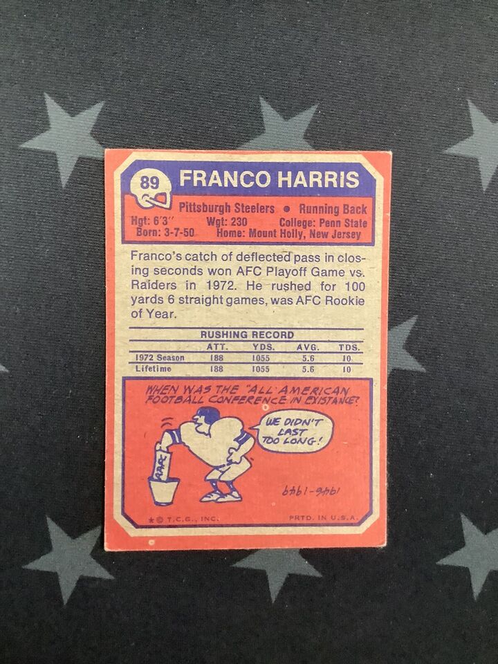 1973 TOPPS FRANCO HARRIS PITTSBURGH STEELERS #89