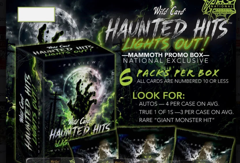 2026 Wild Card Haunted Hits Lights Out! Multi-Sport National Exclusive Box 12 Box Case