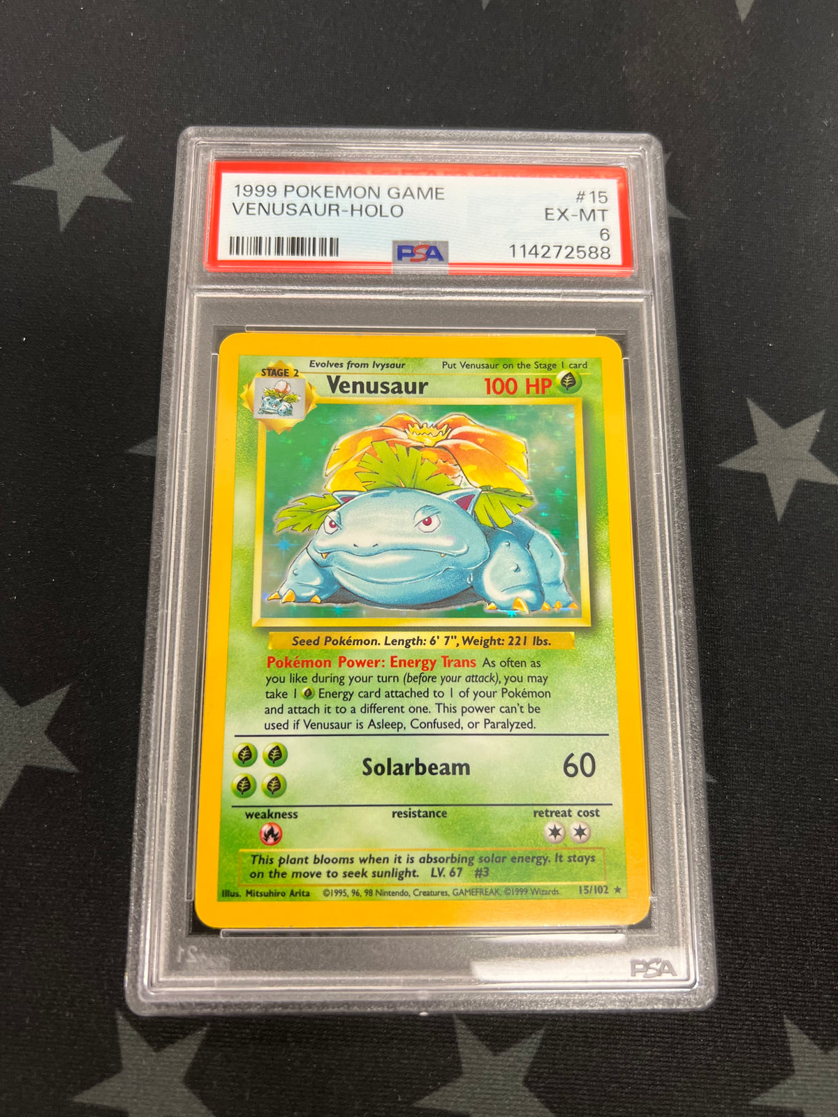 1999 Pokemon Holo Venusaur 15/102 Base Set PSA 6 EX-MT