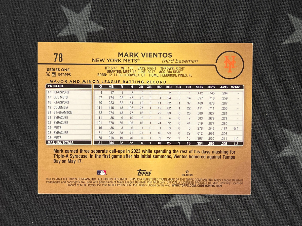 2024 Topps Mark Vientos Golden Mirror SSP #78 Mets