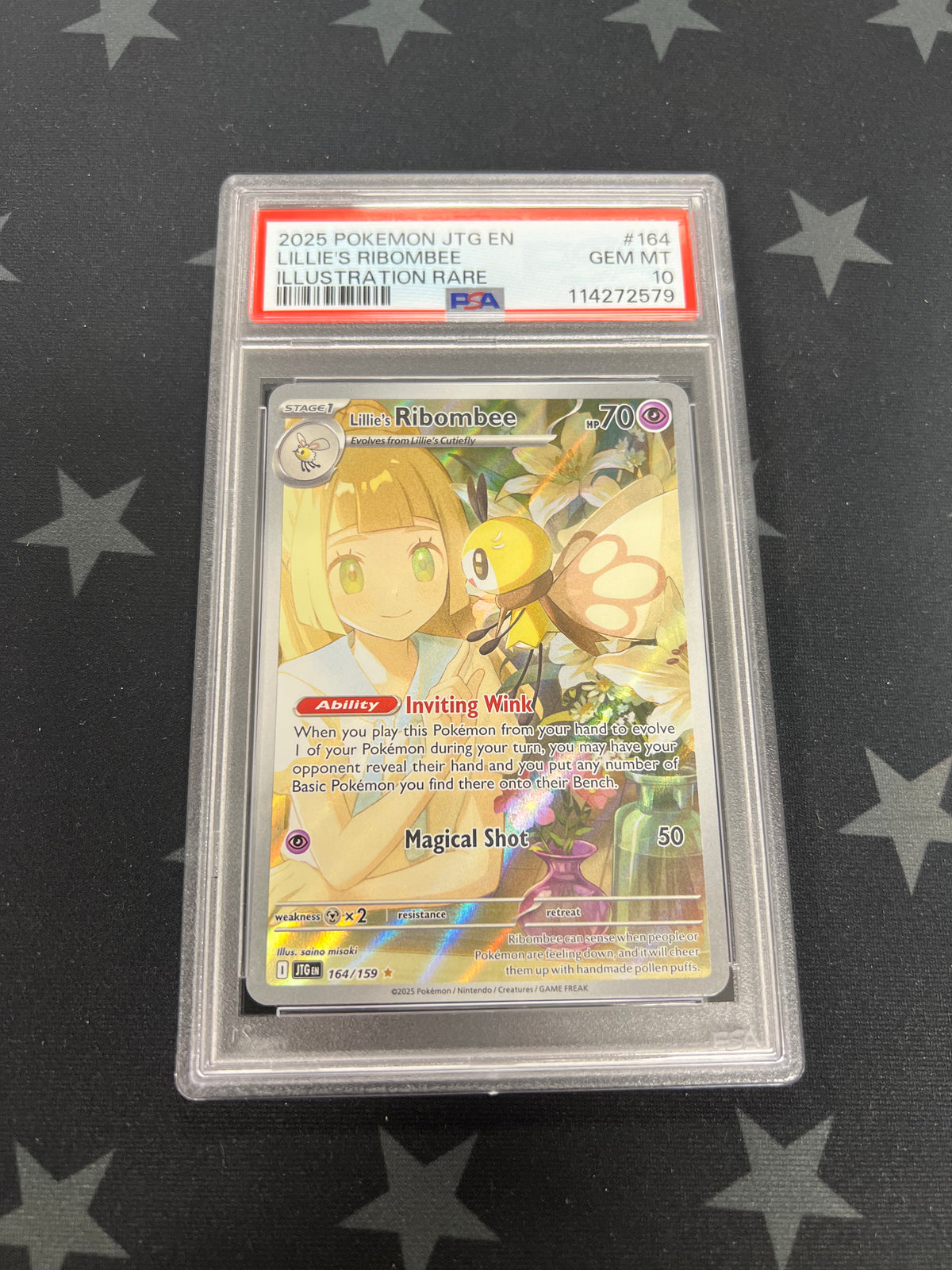 2025 Pokemon IR Lillie&#39;s Ribombee 164/159 Journey Together PSA 10 GEM MT