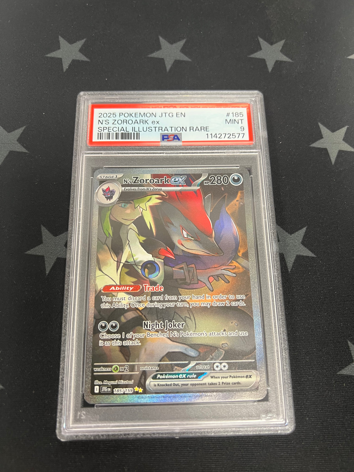 2025 Pokemon SIR N&#39;s Zoroark ex 185/159 (JTG) PSA 9 MINT