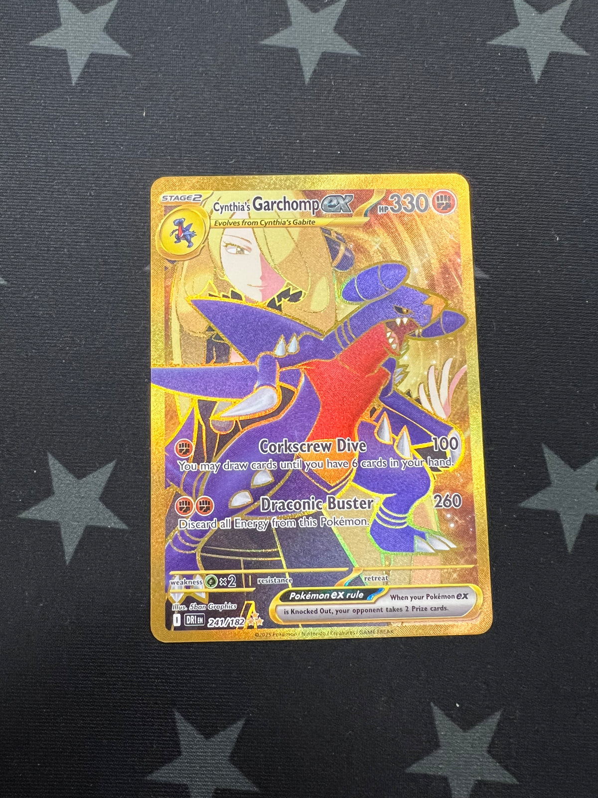 2025 Pokemon Cynthia&#39;s Garchomp Ex 241/182 (Hyper Rare) Destined Rivals