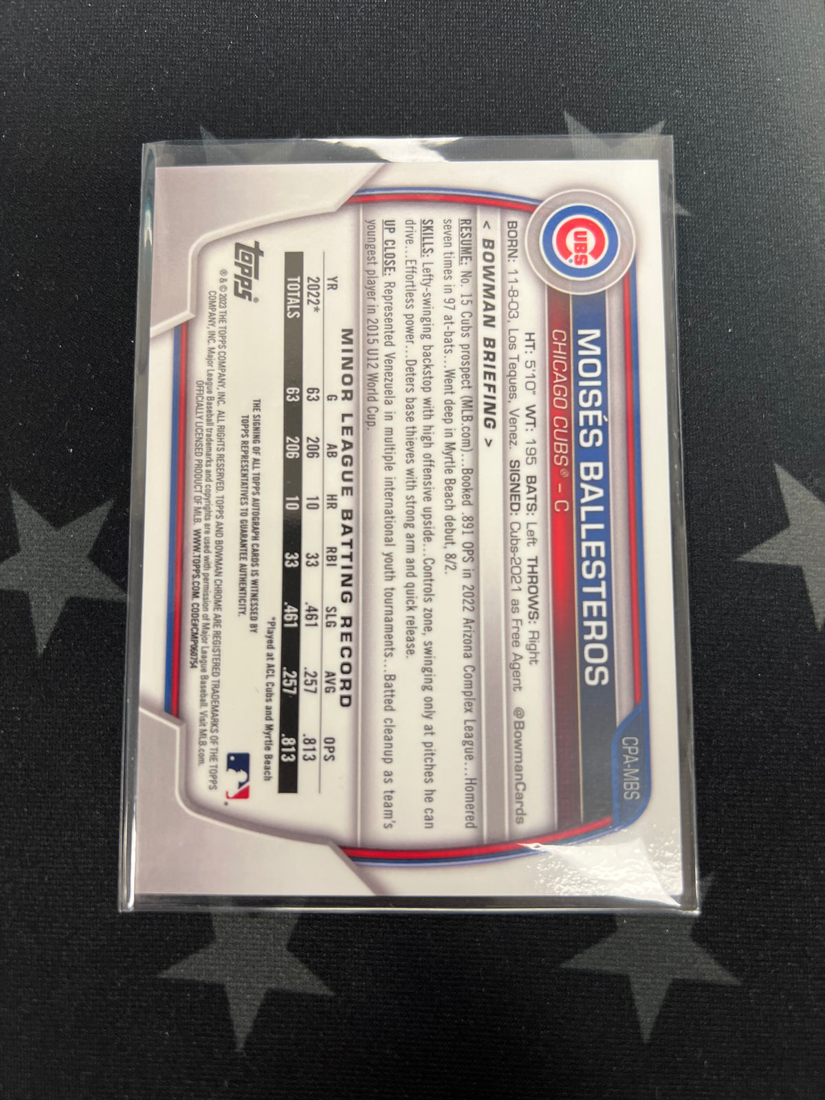 2023 Topps Bowman 1st Moises Ballesteros /75