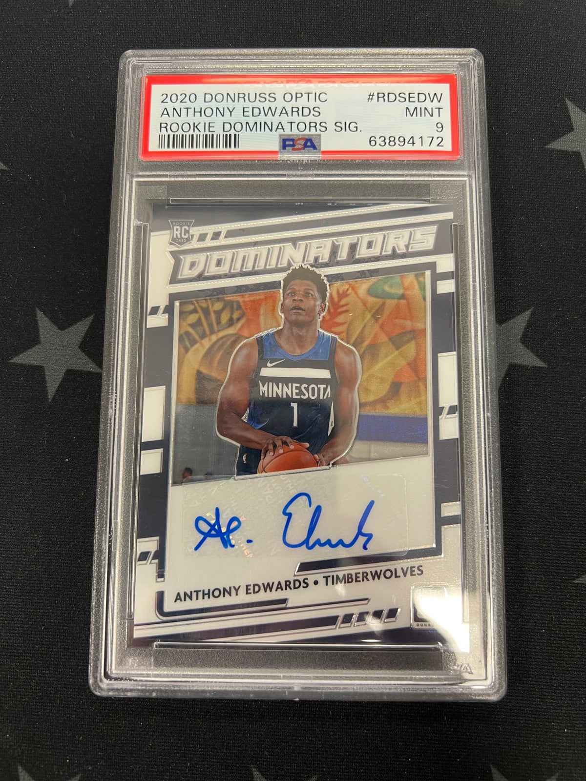 2020 Donruss Optic Anthony Edwards Auto Rookie Dominators /99 PSA MINT 9
