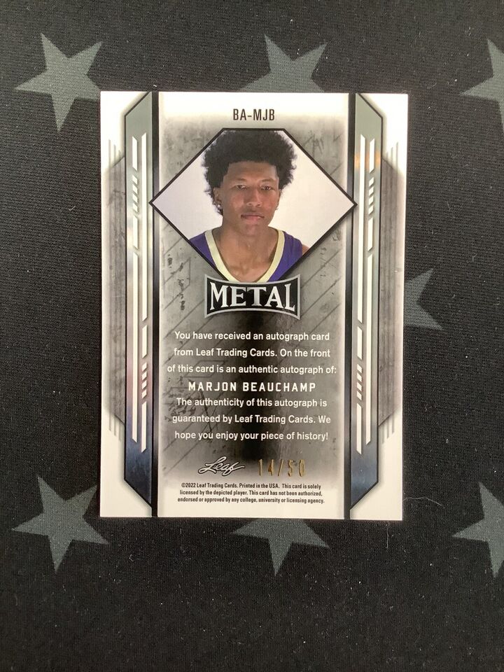 2022 LEAF METAL MARJON BEAUCHAMP ROOKIE #BA-MJB /50