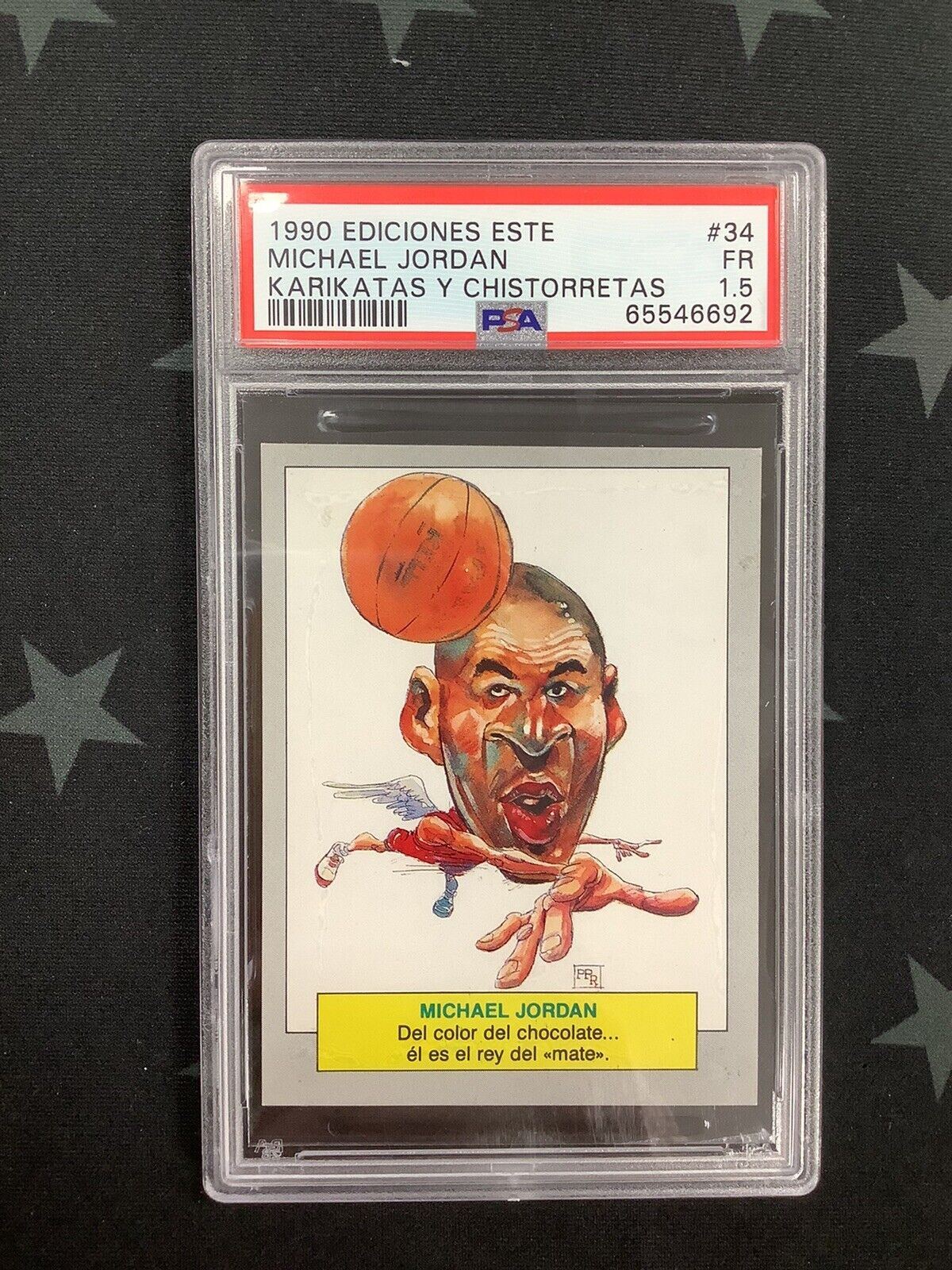 1990 EDICIONES ESTE MICHAEL JORDAN KARKATAS Y CHISTORRETAS STICKER PSA 1.5