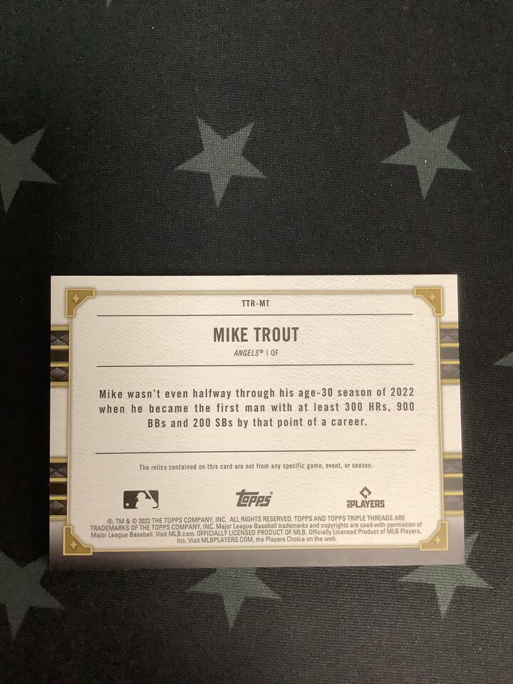 2022 MIKE TROUT TOPPS TRIPLE THREADS RED RELIC LOS ANGELES ANGELS 1/1 #TTR-MT