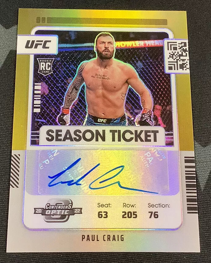 2022 PANINI CHRONICLES UFC PAUL CRAIG CONTENDERS OPTIC GOLD ROOKIE AUTO /10