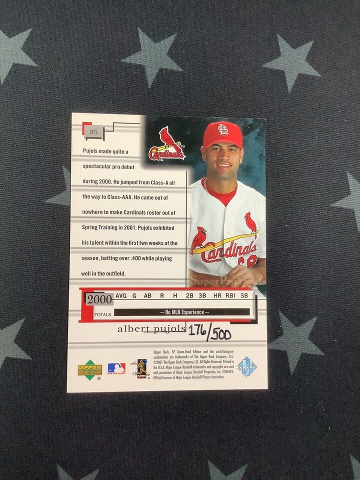 2001 SP GAME USED EDITION ALBERT PUJOLS RC ST LOUIS CARDINALS 176/500 #85
