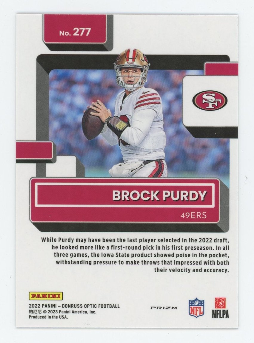 2022 BROCK PURDY PANINI DONRUSS OPTIC FOOTBALL PINK RATED ROOKIE