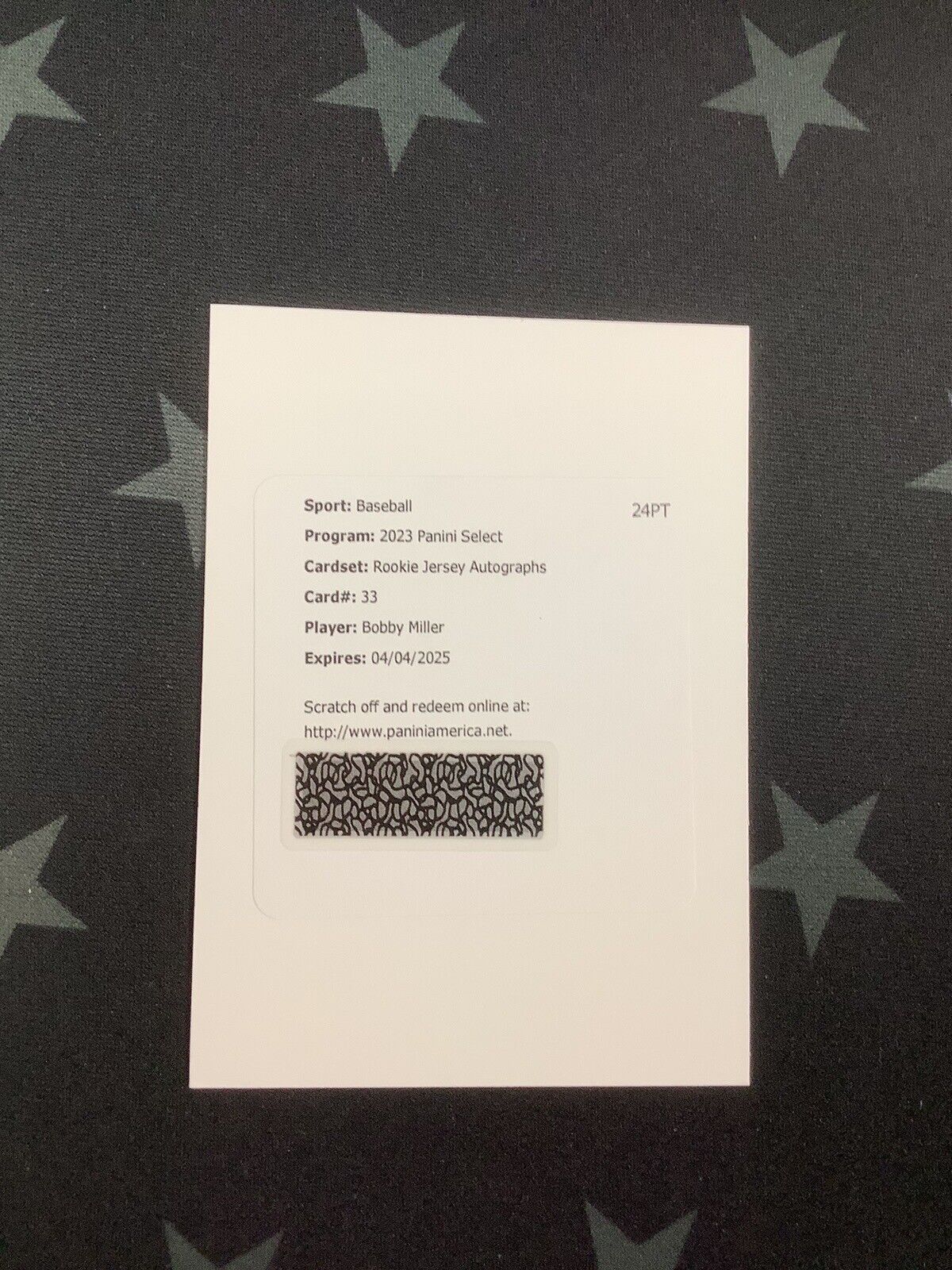 2023 BOBBY MILLER SELECT ROOKIE JERSEY AUTOGRAPH REDEMPTION CARD #33