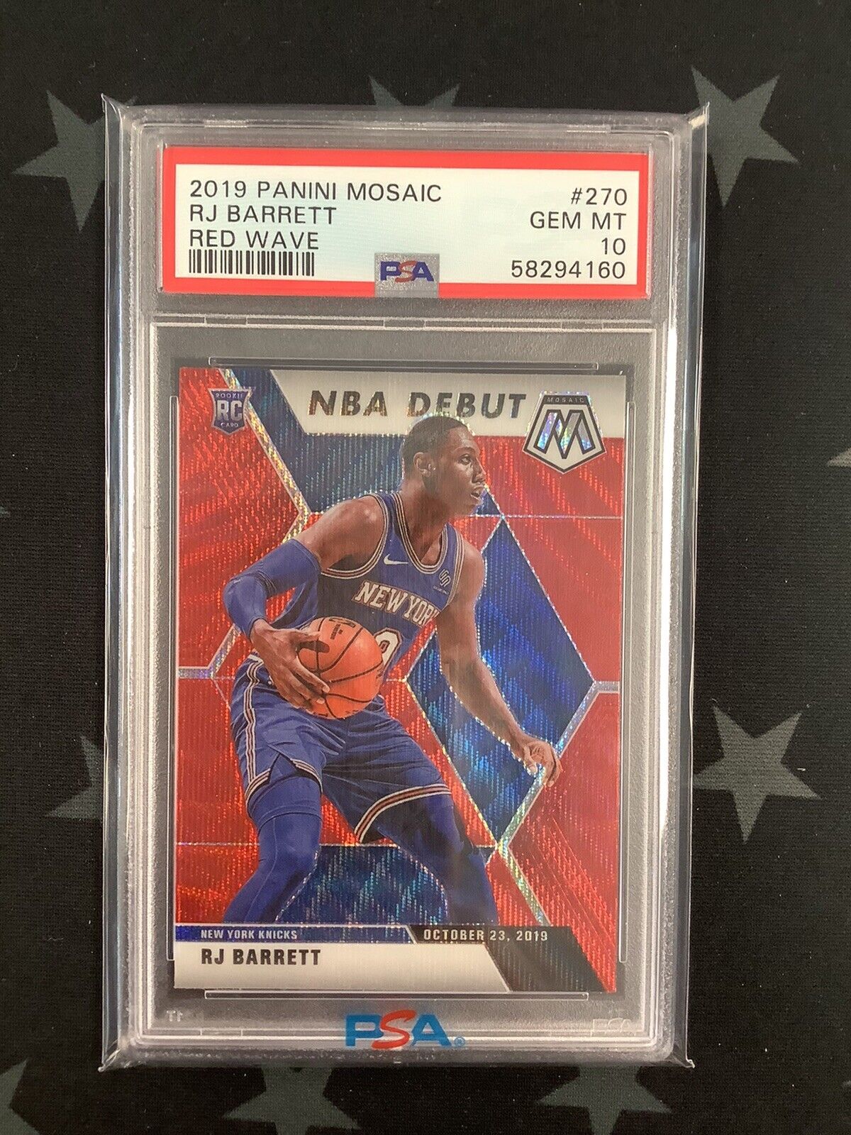 2019 PANINI MOSAIC BASKETBALL RJ BARRETT RED WAVE NBA DEBUT ROOKIE PSA 10 KNICKS