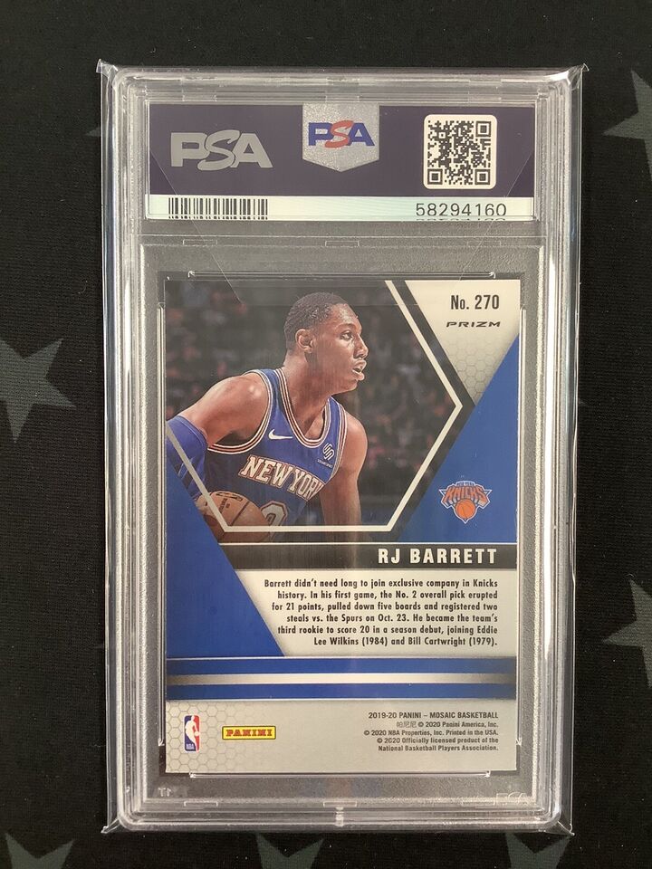 2019 PANINI MOSAIC BASKETBALL RJ BARRETT RED WAVE NBA DEBUT ROOKIE PSA 10 KNICKS