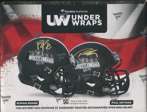 2026 Fanatics WWE Under Wraps WrestleMania 42 Autographed Mini Helmet Box