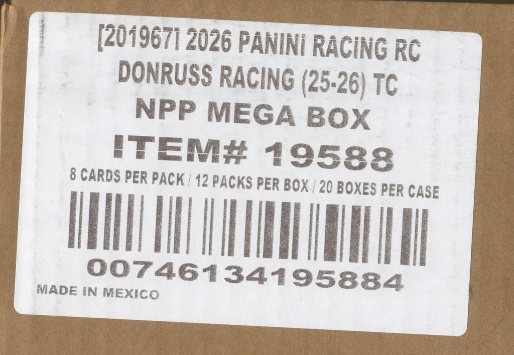 2026 Panini Donruss Racing Mega Box 20-Box Case