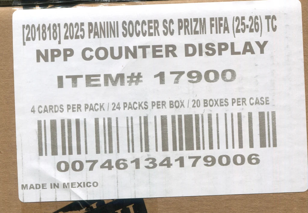 2025-26 Panini Prizm FIFA Soccer Retail 20-Box Case