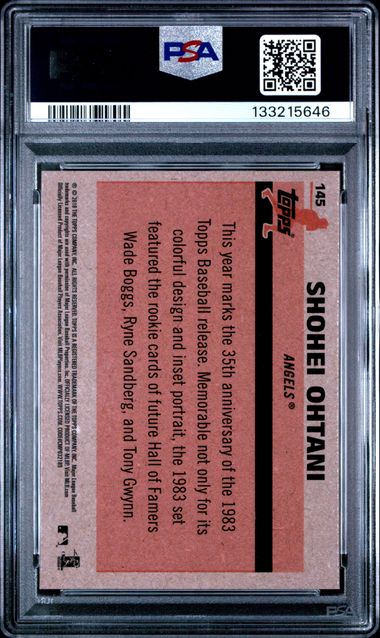 2018 Topps Silver Pack Shohei Ohtani 1983 Chrome Promo #145 RC PSA 9