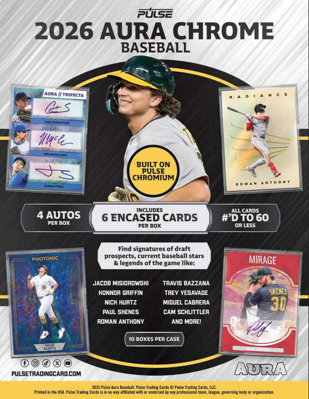 2026 Pulse Aura Chrome Baseball Hobby 10 Box Case *PRESALE*