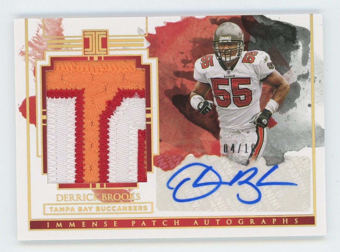 2020 DERRICK BROOKS IMPECCABLE FOOTBALL IMMENSE PATCH AUTOGRAPHS #4/10